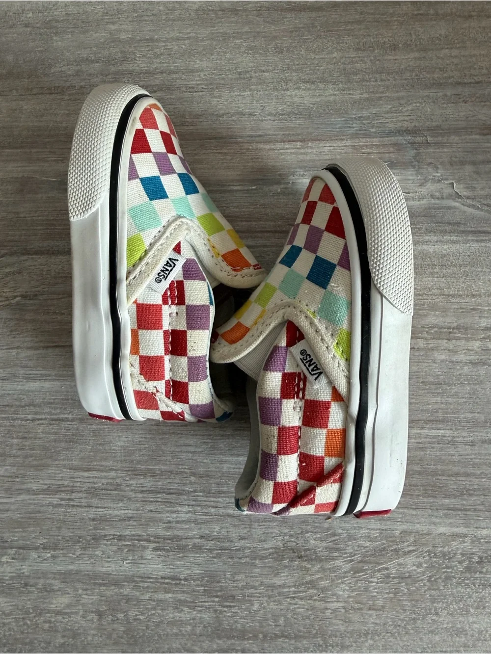 Vans Unisex Baby Slip-On Sneakers Rainbow Check Canvas Shoes 2